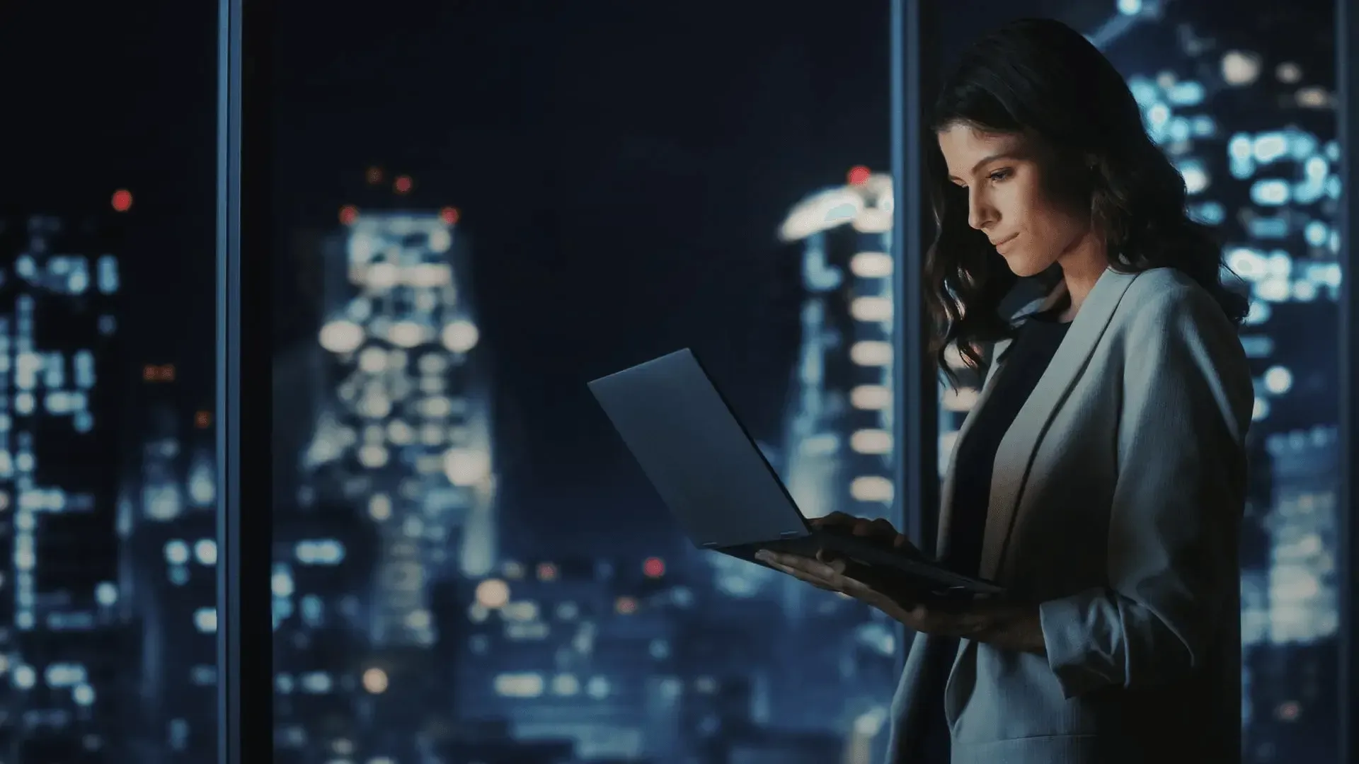 Professional businessman working on laptop